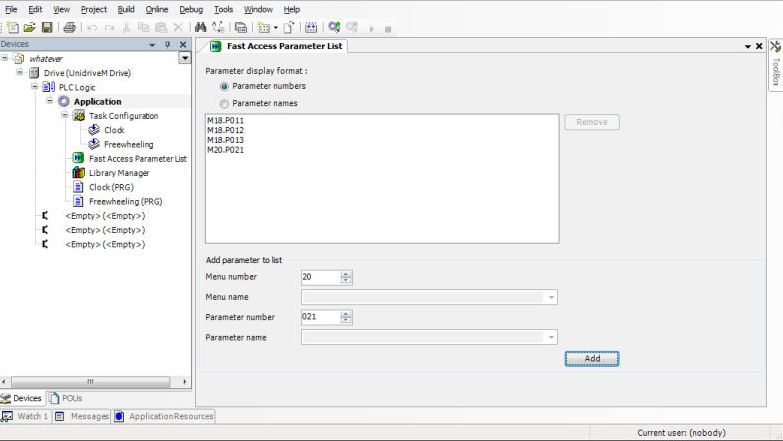 Fast Access Parameter List